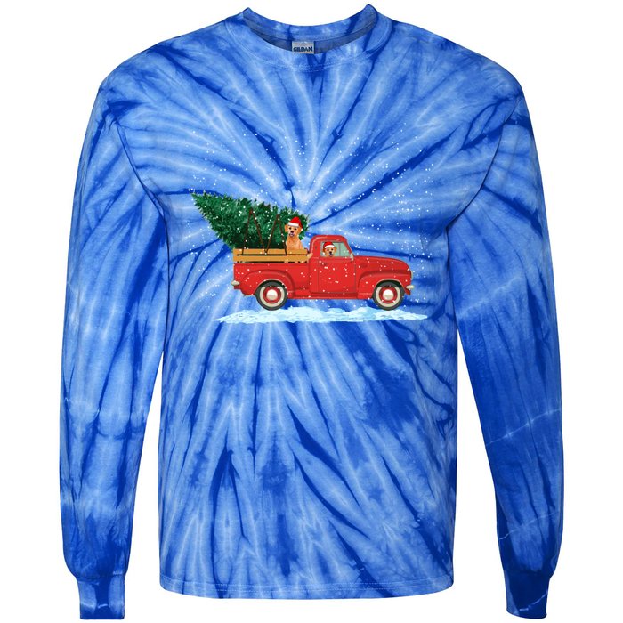 Labrador Retriever Vintage Red Pickup Truck Christmas Tree Funny Gift Tie-Dye Long Sleeve Shirt