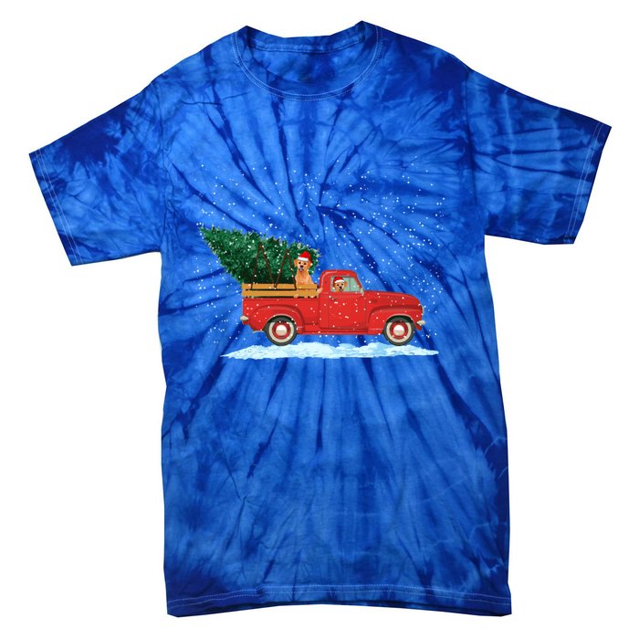 Labrador Retriever Vintage Red Pickup Truck Christmas Tree Funny Gift Tie-Dye T-Shirt