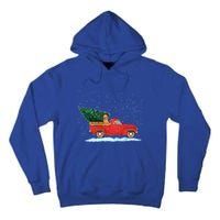 Labrador Retriever Vintage Red Pickup Truck Christmas Tree Funny Gift Tall Hoodie