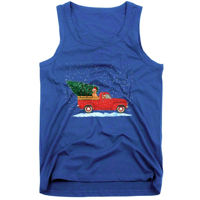 Labrador Retriever Vintage Red Pickup Truck Christmas Tree Funny Gift Tank Top