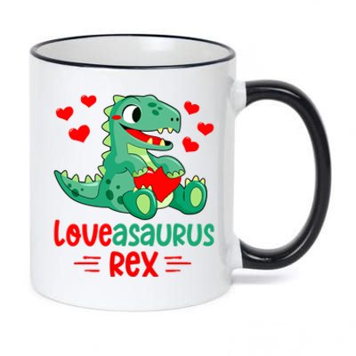 Loveasaurus Rex Valentines Day Dinosaur Lover Gift 11oz Black Color Changing Mug