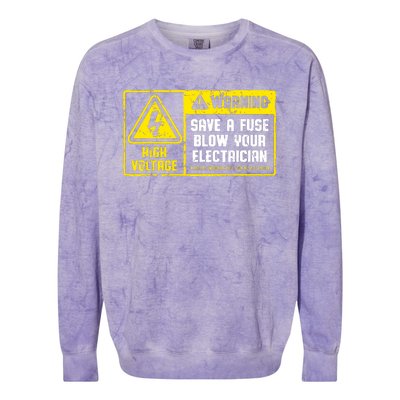 Lineman Retro Vintage Electrician Save A Fuse Colorblast Crewneck Sweatshirt