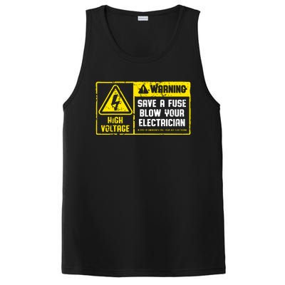 Lineman Retro Vintage Electrician Save A Fuse PosiCharge Competitor Tank