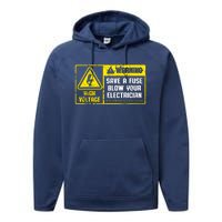 Lineman Retro Vintage Electrician Save A Fuse Performance Fleece Hoodie