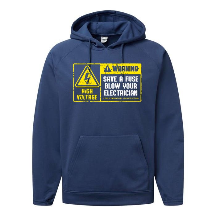 Lineman Retro Vintage Electrician Save A Fuse Performance Fleece Hoodie