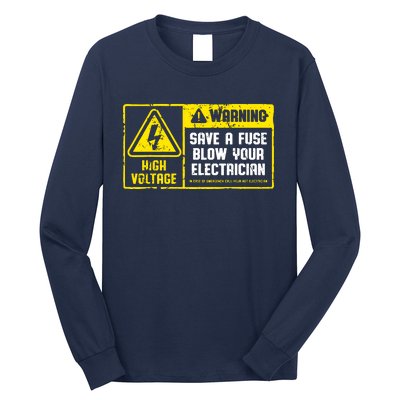 Lineman Retro Vintage Electrician Save A Fuse Long Sleeve Shirt