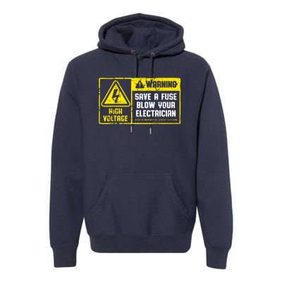 Lineman Retro Vintage Electrician Save A Fuse Premium Hoodie