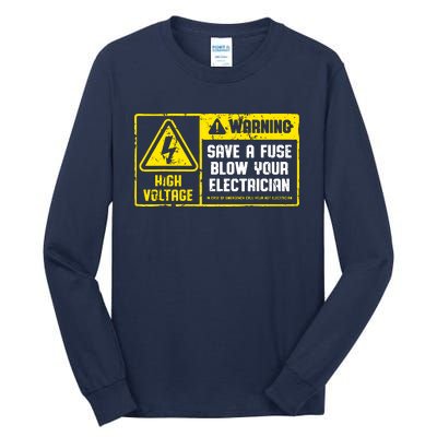 Lineman Retro Vintage Electrician Save A Fuse Tall Long Sleeve T-Shirt