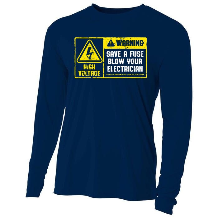 Lineman Retro Vintage Electrician Save A Fuse Cooling Performance Long Sleeve Crew