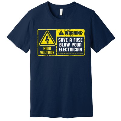 Lineman Retro Vintage Electrician Save A Fuse Premium T-Shirt