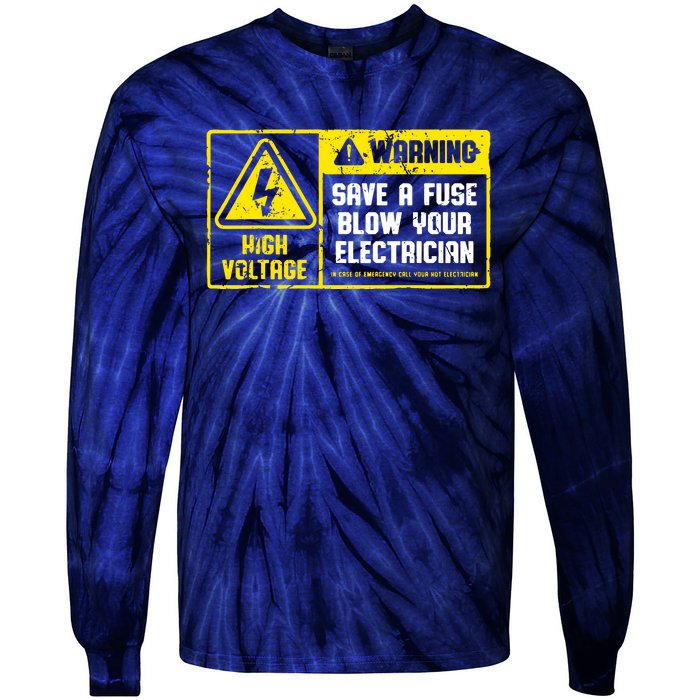 Lineman Retro Vintage Electrician Save A Fuse Tie-Dye Long Sleeve Shirt