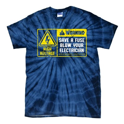 Lineman Retro Vintage Electrician Save A Fuse Tie-Dye T-Shirt