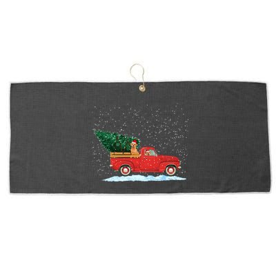 Labrador Retriever Vintage Red Pickup Truck Christmas Tree Gift Large Microfiber Waffle Golf Towel