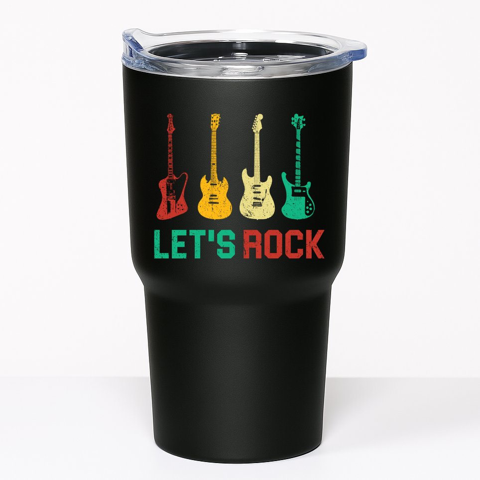 Let's Rock Vintage Colorful Guitars Tumbler