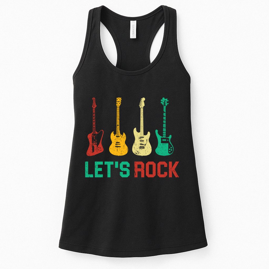 Let's Rock Vintage Colorful Guitars Womens Tank Top