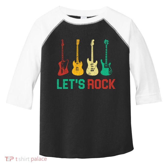 Let's Rock Vintage Colorful Guitars Toddler Fine Jersey T-Shirt