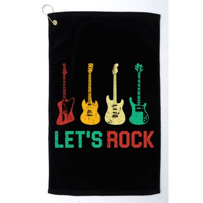 Let's Rock Vintage Colorful Guitars Golf Towel