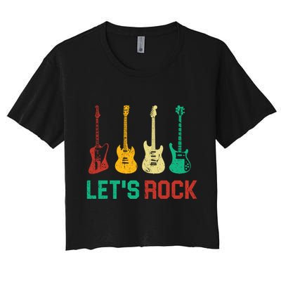 Let's Rock Vintage Colorful Guitars Crop Top