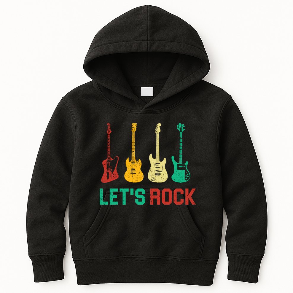 Let's Rock Vintage Colorful Guitars Kids Hoodie