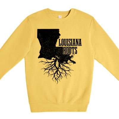 Louisiana Roots Vintage Usa Patriotic Pride State Map Premium Crewneck Sweatshirt