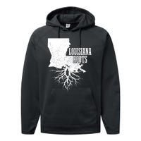 Louisiana Roots Vintage Usa Patriotic Pride State Map Performance Fleece Hoodie