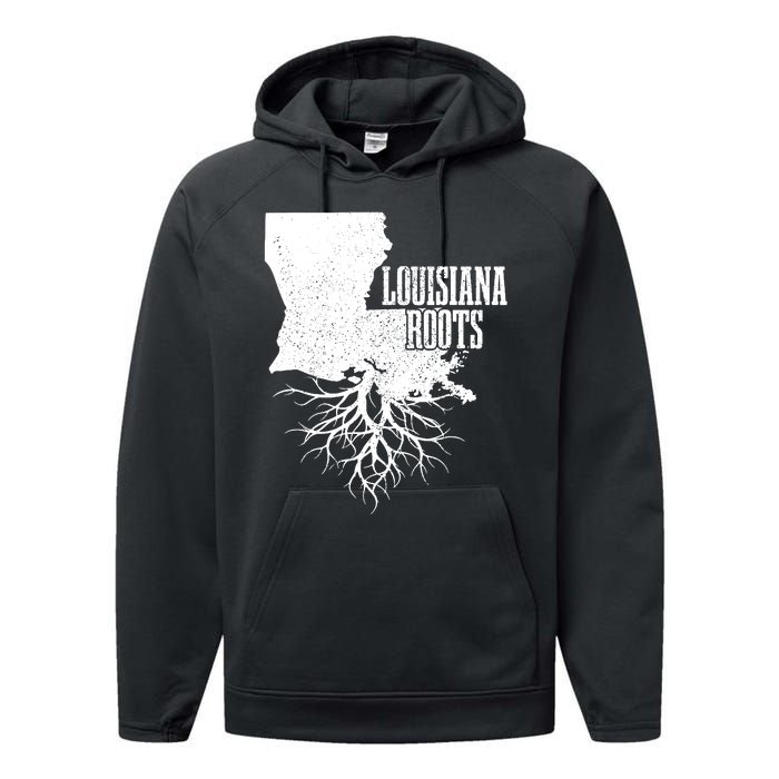 Louisiana Roots Vintage Usa Patriotic Pride State Map Performance Fleece Hoodie