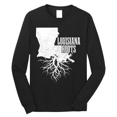 Louisiana Roots Vintage Usa Patriotic Pride State Map Long Sleeve Shirt