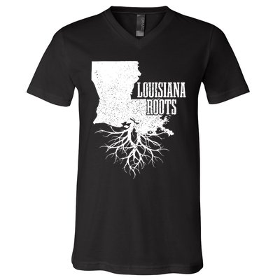 Louisiana Roots Vintage Usa Patriotic Pride State Map V-Neck T-Shirt