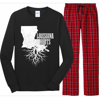 Louisiana Roots Vintage Usa Patriotic Pride State Map Long Sleeve Pajama Set