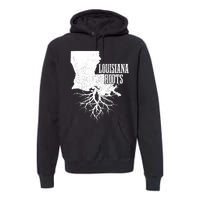 Louisiana Roots Vintage Usa Patriotic Pride State Map Premium Hoodie