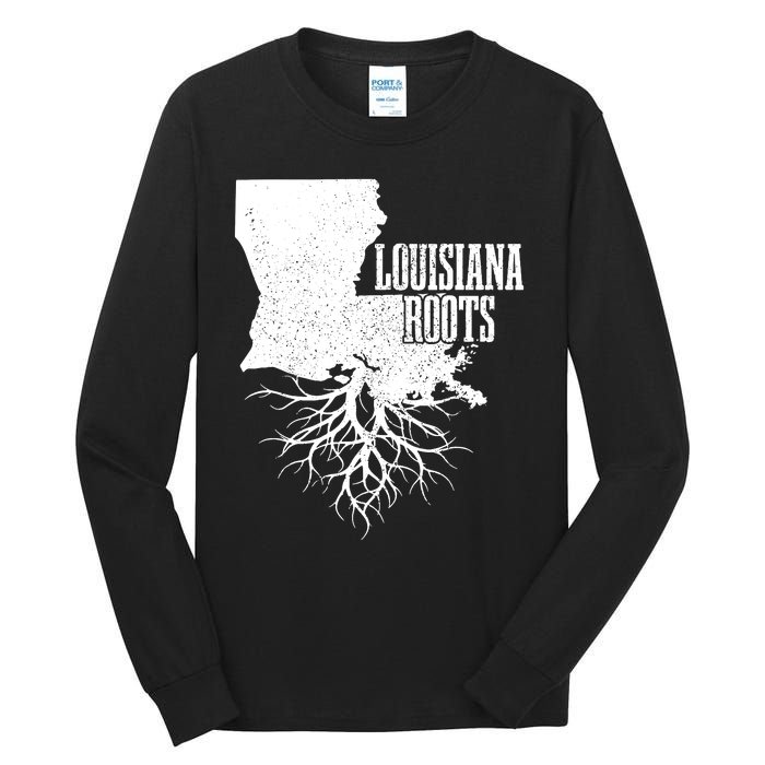 Louisiana Roots Vintage Usa Patriotic Pride State Map Tall Long Sleeve T-Shirt