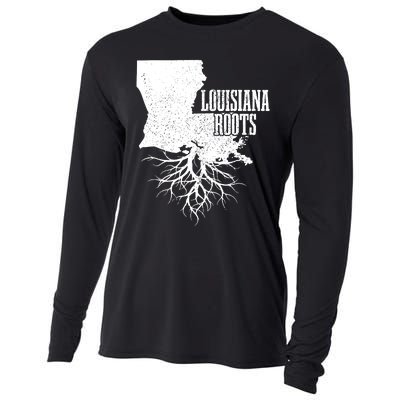 Louisiana Roots Vintage Usa Patriotic Pride State Map Cooling Performance Long Sleeve Crew