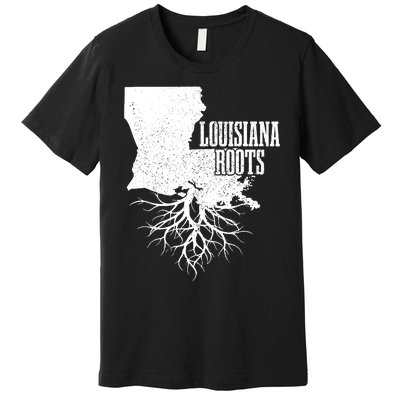 Louisiana Roots Vintage Usa Patriotic Pride State Map Premium T-Shirt