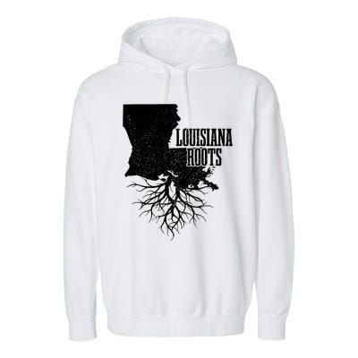 Louisiana Roots Vintage Usa Patriotic Pride State Map Garment-Dyed Fleece Hoodie