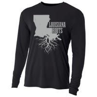 Louisiana Roots Vintage Usa Patriotic Pride State Map Gift Cooling Performance Long Sleeve Crew