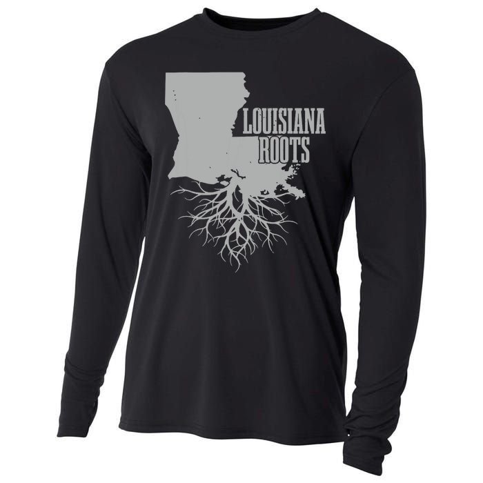 Louisiana Roots Vintage Usa Patriotic Pride State Map Gift Cooling Performance Long Sleeve Crew