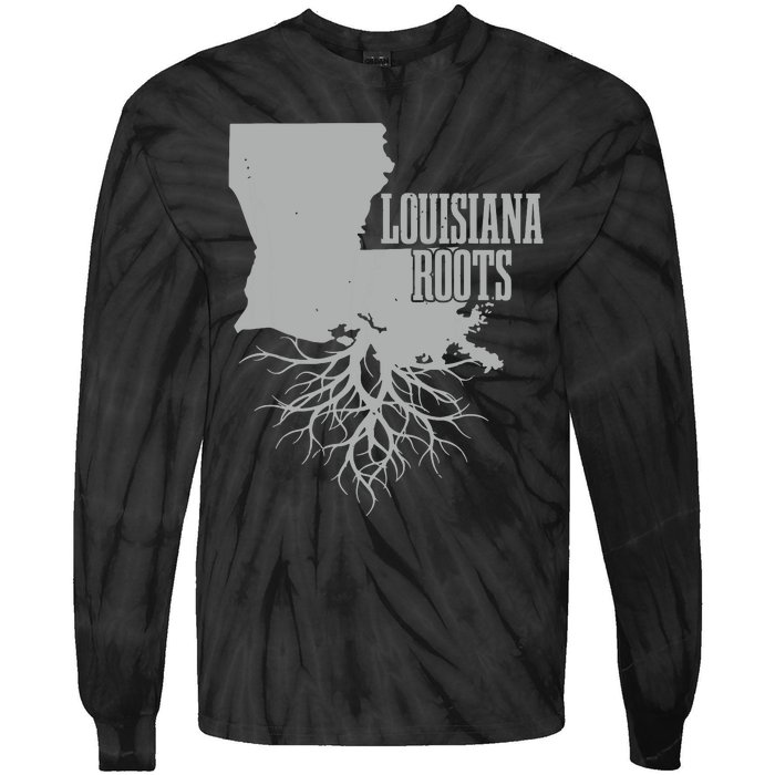 Louisiana Roots Vintage Usa Patriotic Pride State Map Gift Tie-Dye Long Sleeve Shirt