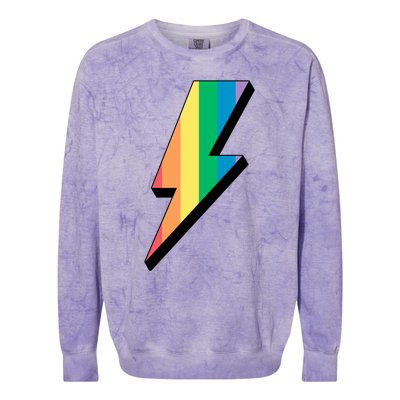 Lgbtq Rainbow Vintage Bolt Of Lightning Retro Lgbt Pride Gift Colorblast Crewneck Sweatshirt