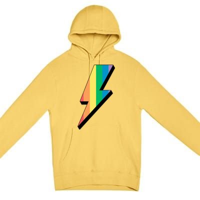 Lgbtq Rainbow Vintage Bolt Of Lightning Retro Lgbt Pride Gift Premium Pullover Hoodie