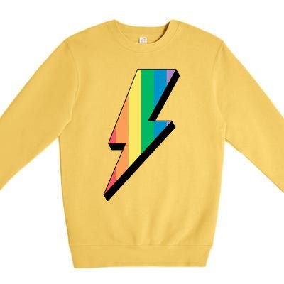 Lgbtq Rainbow Vintage Bolt Of Lightning Retro Lgbt Pride Gift Premium Crewneck Sweatshirt