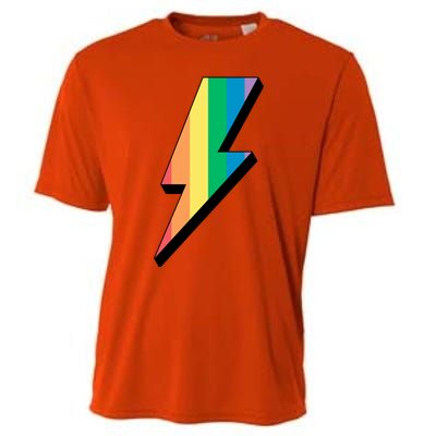 Lgbtq Rainbow Vintage Bolt Of Lightning Retro Lgbt Pride Gift Cooling Performance Crew T-Shirt