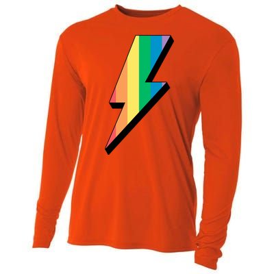 Lgbtq Rainbow Vintage Bolt Of Lightning Retro Lgbt Pride Gift Cooling Performance Long Sleeve Crew