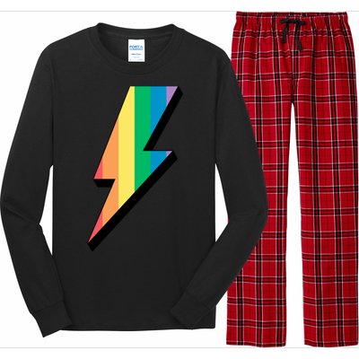 Lgbtq Rainbow Vintage Bolt Of Lightning Retro Lgbt Pride Gift Long Sleeve Pajama Set