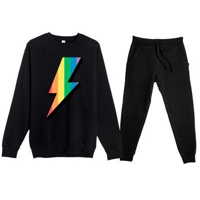 Lgbtq Rainbow Vintage Bolt Of Lightning Retro Lgbt Pride Gift Premium Crewneck Sweatsuit Set