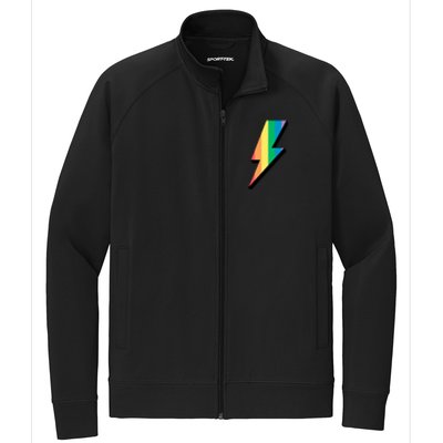 Lgbtq Rainbow Vintage Bolt Of Lightning Retro Lgbt Pride Gift Stretch Full-Zip Cadet Jacket