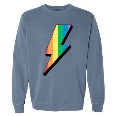 Lgbtq Rainbow Vintage Bolt Of Lightning Retro Lgbt Pride Gift Garment-Dyed Sweatshirt