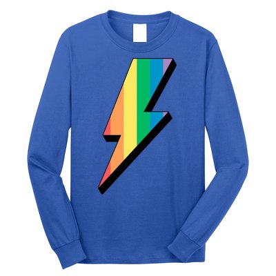 Lgbtq Rainbow Vintage Bolt Of Lightning Retro Lgbt Pride Gift Long Sleeve Shirt