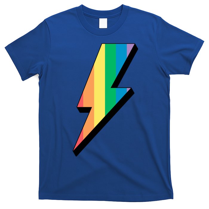 Lgbtq Rainbow Vintage Bolt Of Lightning Retro Lgbt Pride Gift T-Shirt