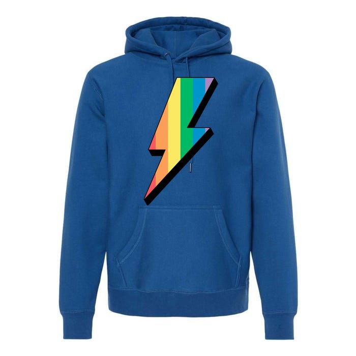 Lgbtq Rainbow Vintage Bolt Of Lightning Retro Lgbt Pride Gift Premium Hoodie