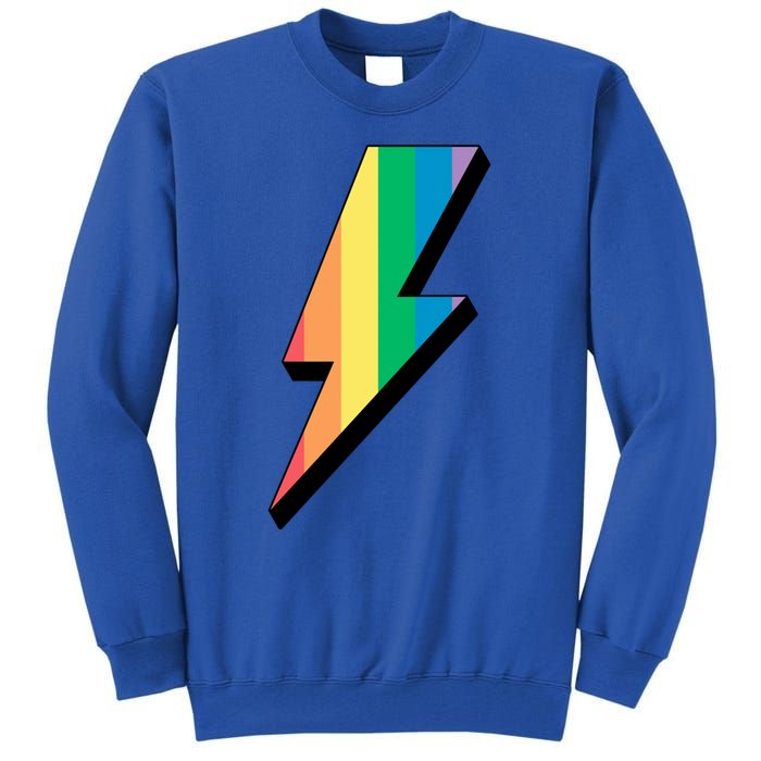 Lgbtq Rainbow Vintage Bolt Of Lightning Retro Lgbt Pride Gift Tall Sweatshirt